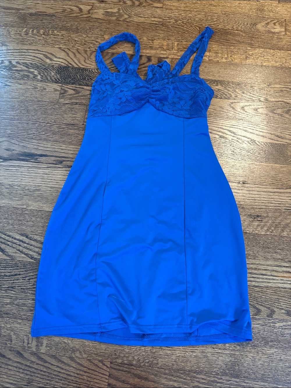 Blue Lace-Detail Dress